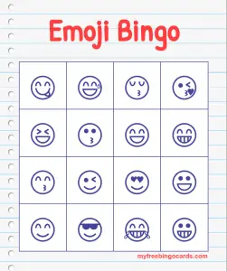Emoji Bingo Cards Printable