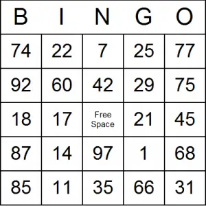 Free Printable Bingo Cards Random Numbers