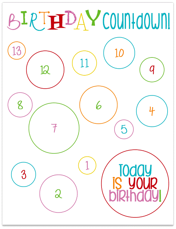 6 Colorful Birthday Countdown Calendars