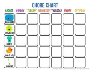 Free Printable Chore Chart for Kids With Pictures