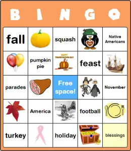 Free Printable Thanksgiving Bingo Cards for Large Groups
