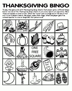Free Printable Thanksgiving Bingo Game Sheets