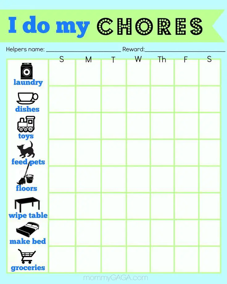Allowance Chart Children/'s Chart Chore Chart Printable Chore Chart Teaching Kids Responsibility Digital Chore Chart Family Chores
