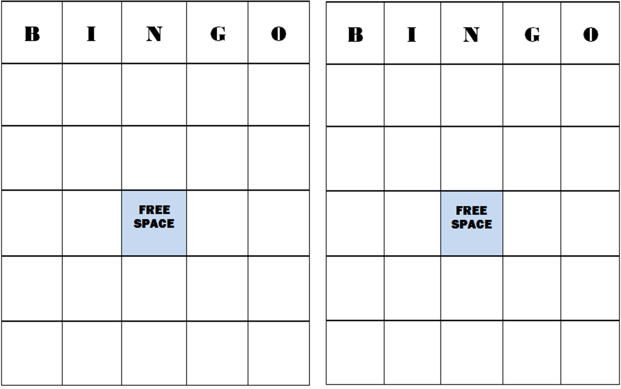 5x5 blank bingo card