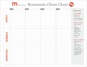 Printable Roommate Chore Chart
