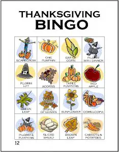 Thanksgiving Bingo Game to Print