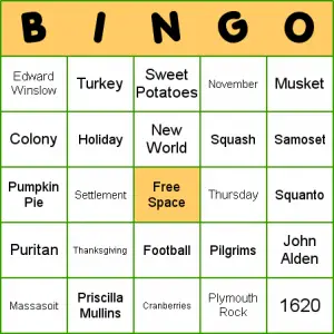 Thanksgiving Bingo Printable
