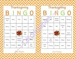 Thanksgiving Printable Bingo Games