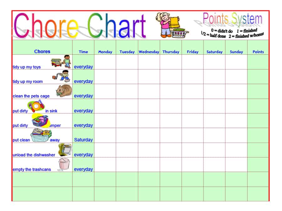 Printable Toddler Chore Chart Francesco Printable