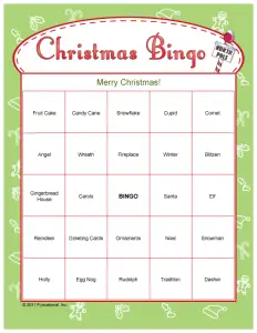 Adult Christmas Bingo