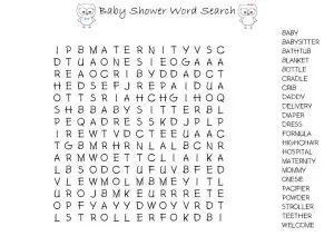 Baby Boy Shower Word Search Printable