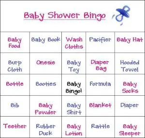 Baby Shower Bingo Sheets