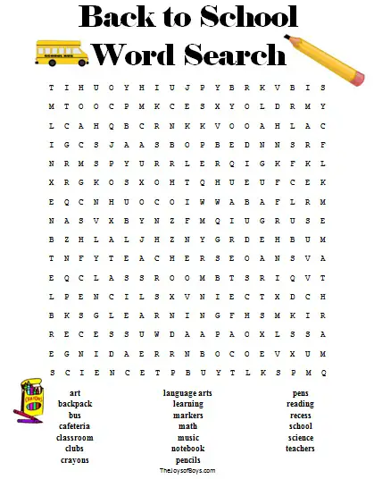 17 Back to School Word Search Printables - Kitty Baby Love