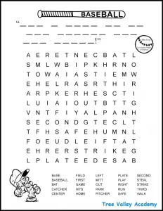 12 Playful Baseball Word Search Printables | KittyBabyLove.com
