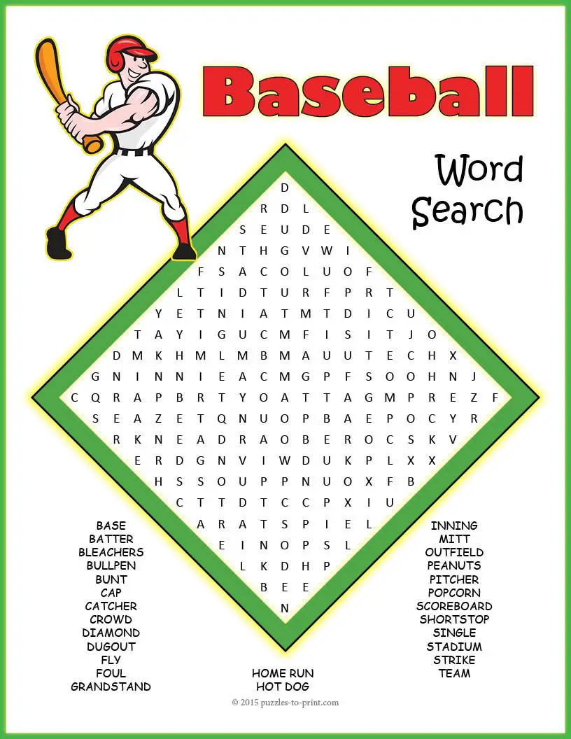 8 Playful Baseball Word Search Printables   Kitty Baby Love