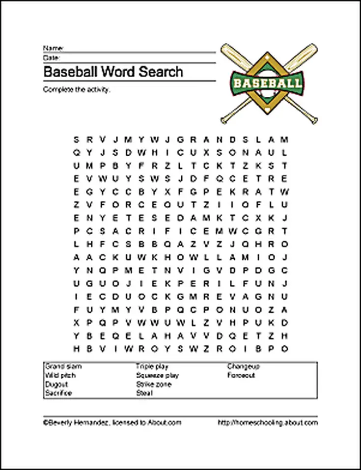 12 Playful Baseball Word Search Printables Kitty Baby Love
