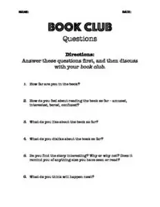 Book Club Printable Questions