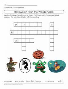 Easy Halloween Crossword
