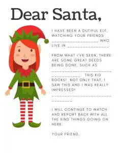 Elf on the Shelf Santa Letter Template