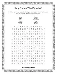 Free Printable Word Search Puzzles for Baby Shower