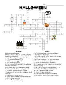French Halloween Crossword