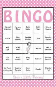 Girl Baby Shower Bingo Cards