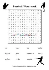 Images of Baseball Word Search