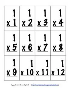 Multiplication Flash Cards 1-10