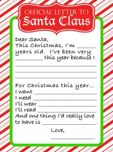 Official Santa Letter Template