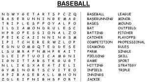 Pictures of Baseball Word Search