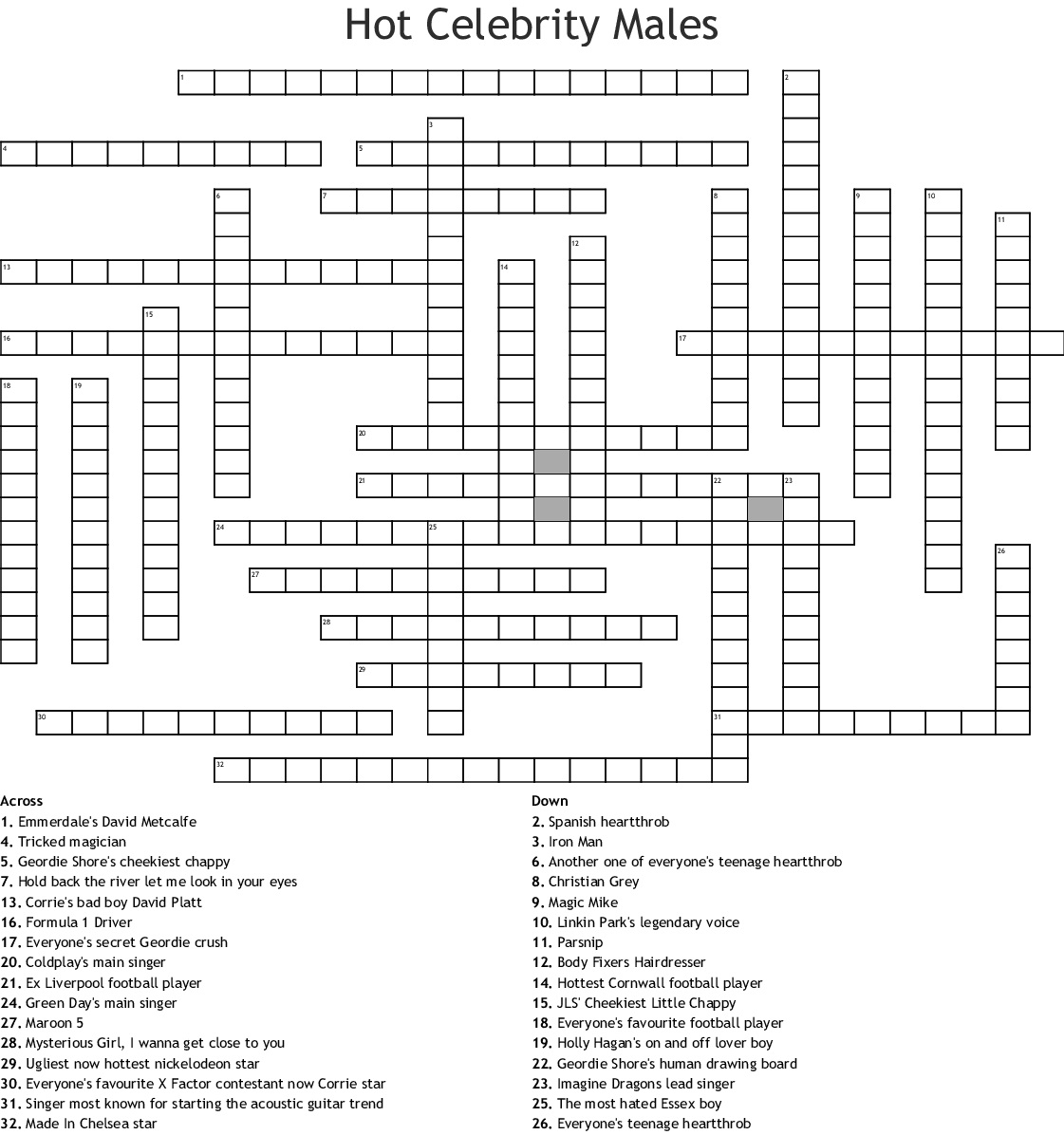 Free Printable Celebrity Crossword Puzzles