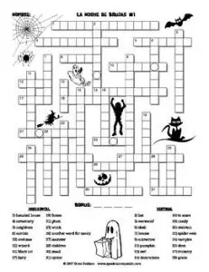 Printable Crossword Puzzles for Halloween