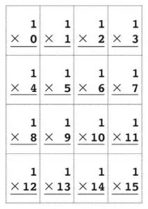 Printable Multiplication Flash Cards 0-15
