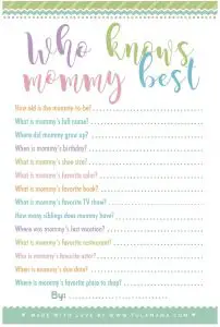 Who Knows Mommy best Game Free Printable