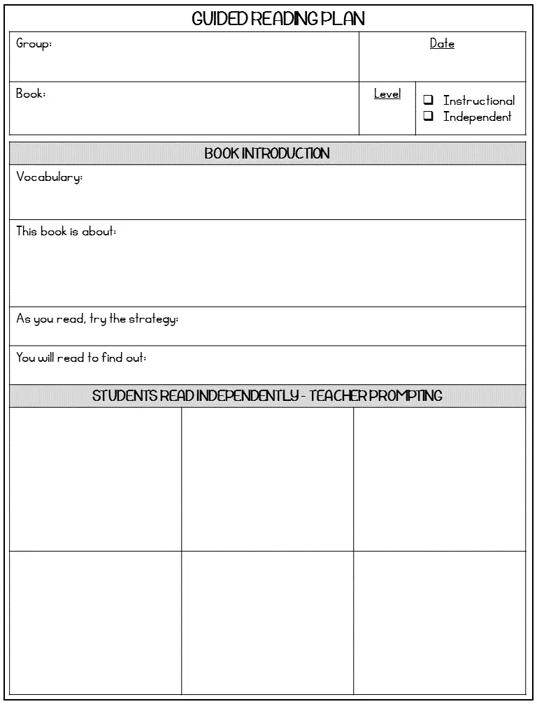 16 Guided Reading Lesson Plan Templates Kitty Baby Love