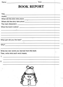 4th Grade Book Report Template