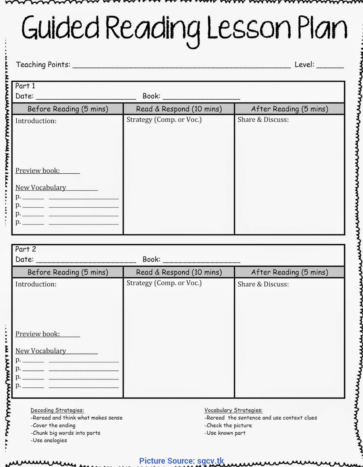 16 Guided Reading Lesson Plan Templates Kitty Baby Love