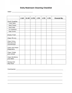 Bathroom Cleaning Checklist Template