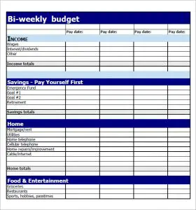 Bi Weekly Budget Planner