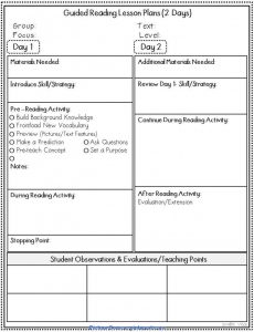 Easy Guided Reading Lesson Plan Template