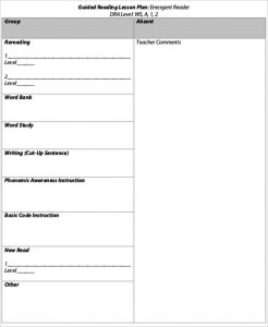 Free Guided Reading Lesson Plan Template