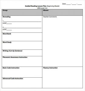 Free Printable Guided Reading Lesson Plan Templates