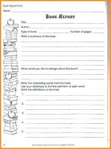 Grade 4 Book Report Template