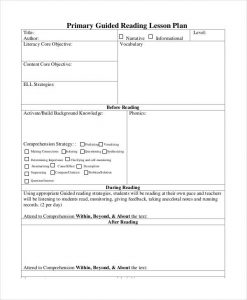 Guided Reading Lesson Plan Template Middle School