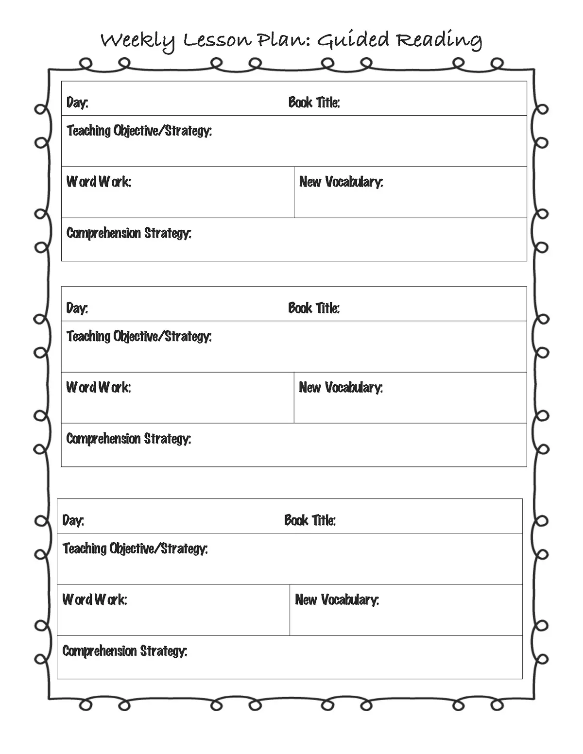 16 Guided Reading Lesson Plan Templates Kitty Baby Love
