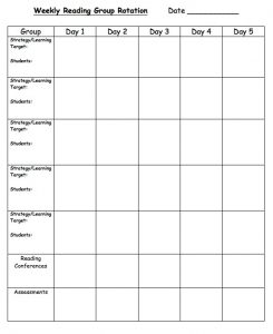 Guided Reading Weekly Lesson Plan Template