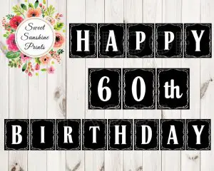 Happy 60th Birthday Banner Printable