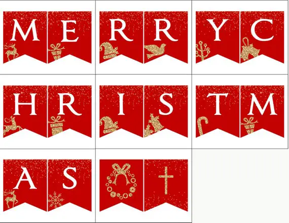 10 Festive Merry Christmas Banner Printables - Kitty Baby Love