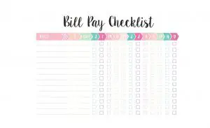 Monthly Bill Payment Checklist Printable