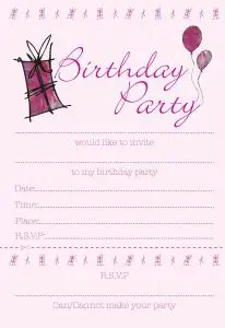 Printable Birthday Invitation Cards for Teenage Girls